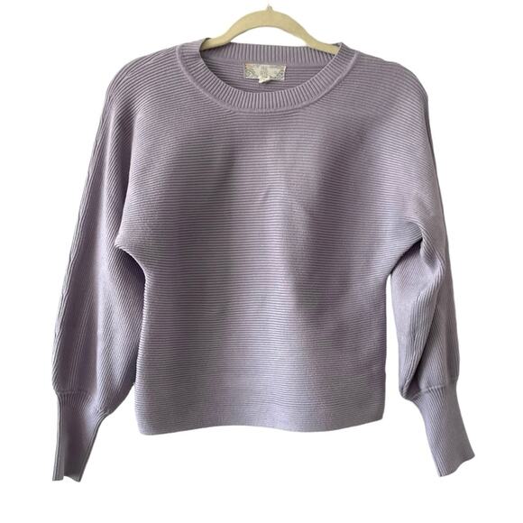 Pink Rose Purple Sweater Size Small Ribbed Dolman Sleeves Cropped - Picture 1 of 5